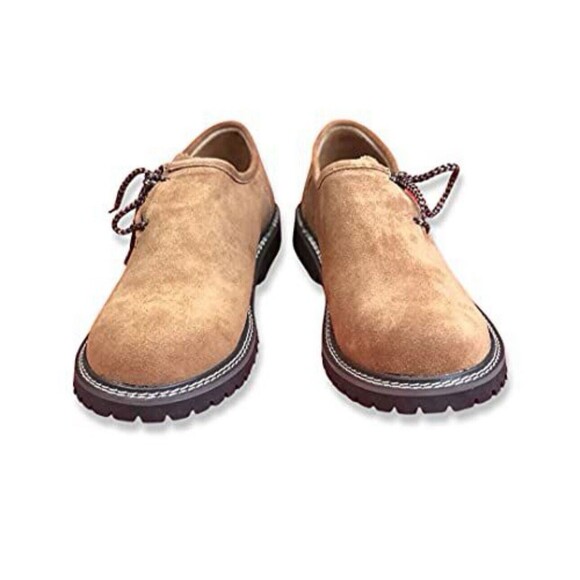 Bavarian Men’s Oktoberfest Shoes Brown Leather Lederhosen German 44 US 11 NEW - Picture 2 of 3